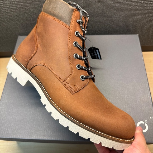 NIB! ECCO Men's Jamestown High-Cut Cognac Cocoa Brown Boot Size EU43/US9-9.5 - Picture 9 of 15